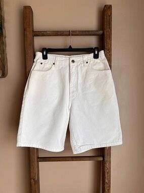 L.L. Bean Double L 90s White Denim Cotton High Waisted Mom Shorts